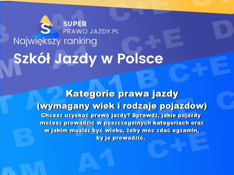 Kategorie prawa jazdy- wiek i rodzaje pojazdów