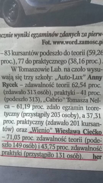 OŚRODEK SZKOLENIA KIEROWCÓW ,,WIENIO" — zdjęcie 8